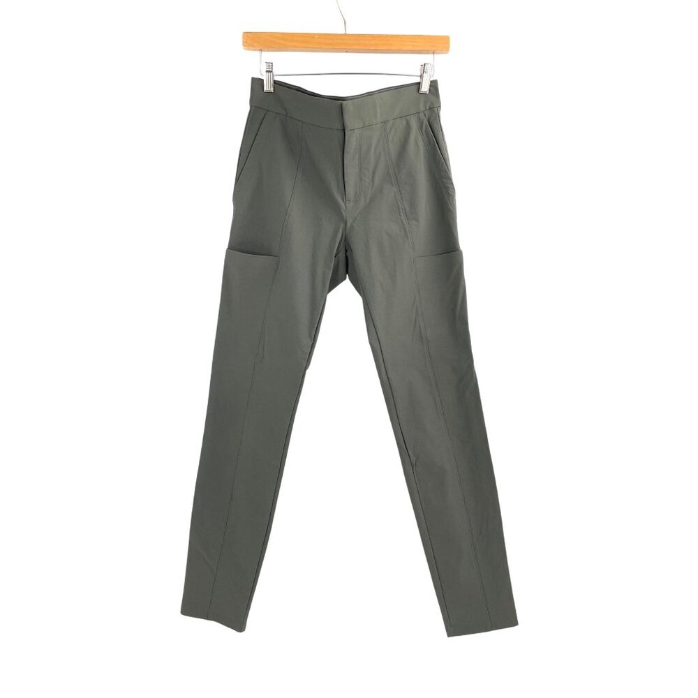 Athleta Wander Stash Pull On Skinny Pants Olive Green Womens 4 Mid Rise Gorpcore